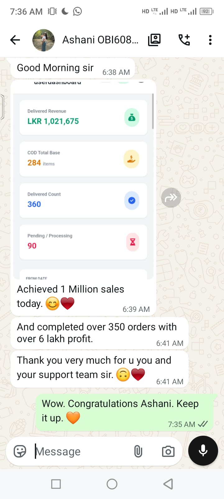 Ashani's Earning Proof